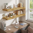 Fun Memories 48 Inch Floating Shelves for Wall - 12 Inch Deep Fireplace Mantel Shelf - Wood Floating Shelf for Wall - Large Storage Shelves Wall Mount for Living Room & Bedroom - Oak - Set of 2