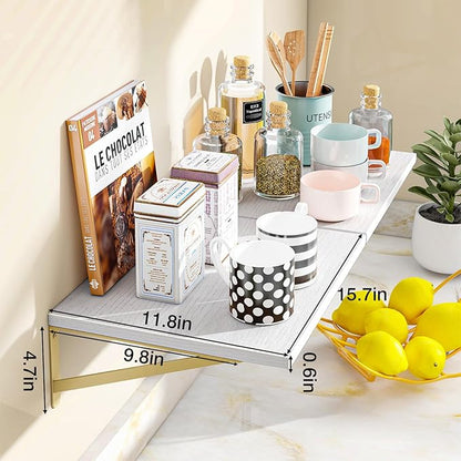 Fixwal Floating Shelves for Wall, 12 Inch Deep White Shelves for Bedroom, Large Wall Shelf for Living Room, Kitchen, Bathroom, Laundry Room and Decor Storage (Set of 2)