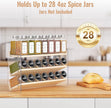 MUDEELA Clear Spice Rack Organizer for Cabinet, 3 Tiered Vertical Spice Shelf, Wooden Seasoning Organizer for Countertop, Kitchen, Pantry, Freestanding, 13.3