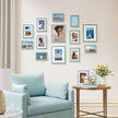 Vittanly 15 Pack Picture Frames Collage Wall Decor for Mounting or Tabletop Display, Gallery Frame Set for Family, Multi Sizes Including 3pcs 8x10, 6pcs 5x7, 6pcs 4x6, Rustic Blue