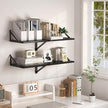 Heimlove Black Deep Floating Shelves for Wall, 16W x 12D Wood Wall Shelves Set of 2, Wide Floating Bookshelf for Living Room, Kitchen, Office, Bedroom and Decor Storage, with Metal Bracket - Black