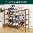 Smiry Bamboo Shoe Rack for Closet, 4 Tier Wooden Stackable Shoe Organizer, Free Standing Shoes Storage Shelf for Entryway, Front Door Entrance, Walnut