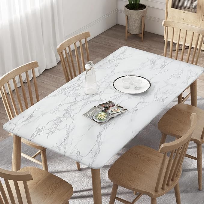 practicalWs Marble Wallpaper Granite White and Gray Wall Paper Roll 47.2" x 197" Kitchen Countertops Cabinet Furniture is Renovated Thick Vinyl Easy to Remove Without Leaving Glue