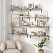 Fun Memories Deep Floating Shelves, 55W x 8D Floating Shelves Set of 2, Wall Mounted Shelf with Metal Brackets, Rustic Wood Wall Shelf for Bathroom, Kitchen and Living Room, Grey