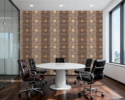 WoveN SounD Artisan Acoustic Wall Panels, 16 Pack 12x12 Inch, Wood Veneer Carved Sound Proof Wall Decor, Self-Adhesive for Home, Studio, Office & Focus Zones, Metre, Natural Oak