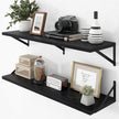Axeman Deep Floating Shelves - 40 Inch Black Floating Shelves Set of 2-12 Inch Deep Wood Wall Shelves for Living Room Bathroom Kitchen