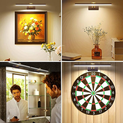 Picture Light,5000mAh Rechargeabl Art Lights for Paintings,Remote 16" Display Accent Lighting with Timer and Dimmable for Wall,Frame,Portrait-Black