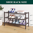 Smiry Bamboo Shoe Rack for Closet, 3 Tier Wooden Stackable Shoe Organizer, Free Standing Shoes Storage Shelf for Entryway, Front Door Entrance, Brown
