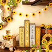 4 Pcs Summer Table Decoration Wooden Book Sunflower Decoration Yellow and White Summer Tiered Tray Decor Wood Book Sign Farmhouse for Home Shelf Coffee Table