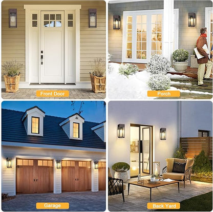 Dusk to Dawn Outdoor Light Fixtures Wall Mount, Outdoor Porch Lights with Outlet, Dusk to Dawn Outdoor Lighting for Doorway, Garage- Bronze