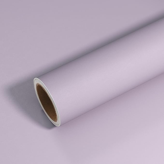 VEELIKE 15.7''x118'' Thick Lilac Purple Wallpaper Peel and Stick Light Purple Contact Paper Self Adhesive Decorative Vinyl Wall Paper Removable Temporary Wallpaper for Cabinets Walls Shelf Girl's Room