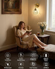 Gold Hollow Wireless Battery Operated Wall Sconces Set of 2, 8000mAh Rechargeable Dimmable Wall Light with Remote, Cordless Battery Powered Lamp Decor Fixture for Bedroom Living Room Hallway