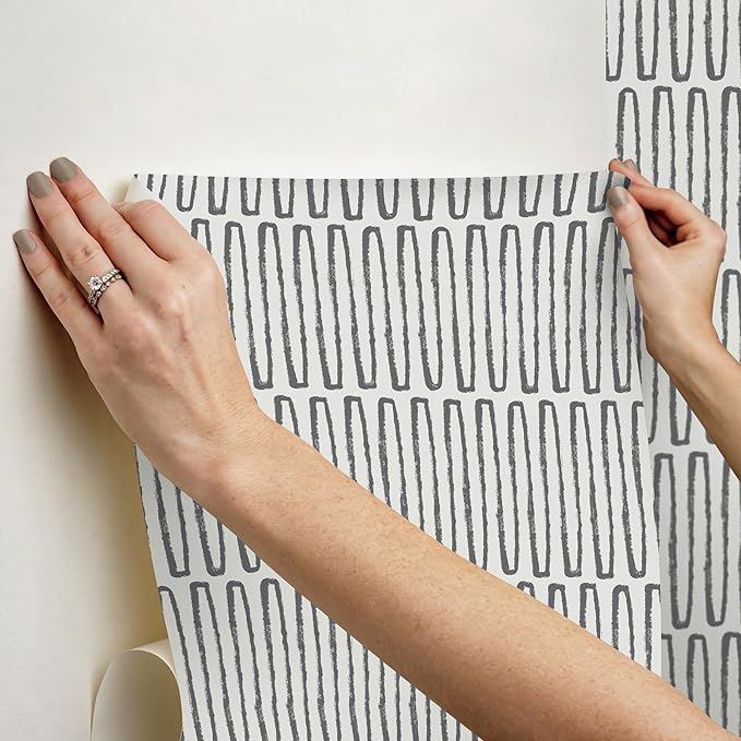 NuWallpaper Porter Charcoal Peel and Stick Wallpaper, NUS6220