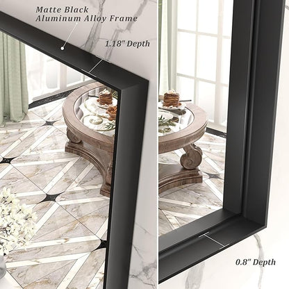 20x30 Inch Black Bathroom Mirror, Black Rectangle Mirror for Over Sink, Matte Black Aluminum Alloy Frame, Shatterproof, Anti-Rust (Horizontal/Vertical)