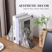 Koville Marble Bookends for Shelves, Large Bookends for Heavy Books, Natural Stone Book Stopper for Books CD Movies, Aesthetic Decorative Book Ends (Grey&Pink)