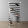 Amazon Basics 50-Pair Shoe Rack Organizer, Portable Rolling with Locking Wheels, Free Standing, 35.8 x 14.6 x 59.5 inches, Chrome