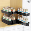 Pull Out Spice Rack Organizer for Cabinet, Slide Out Spice Racks Organizer, Easy to Install Spice Cabinet Organizers, 2.3''Wx10.66''Dx8.11''H, 3 Packs - 2 Tiers (Black)