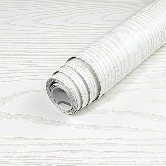 Yun-aeon Light White and Silver Wood Contact Paper 17.3"x400" Rustic Wooden Peel and Stick Wallpaper Removable Self-Adhesive Wallpaper Wood Grain Contact Paper for Countertops Cabinets