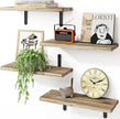 Fixwal Wall Floating Shelves for Room Decor, 4 Sets Floating Shelves for Wall Storage, Wood Wall Mounted Shelf for Bedroom Decor, Bathroom Storage, Book Shelf for Wall-Rustic Brown | for Room Decor, Floating Shelves, for Wall Storage, for Bedroom Decor...