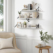 Fun Memories Deep Floating Shelves for Wall, 16W x 8D Wall Mounted Shelves Set of 2, Wide Display Ledge Shelf with Sturdy Metal Brackets for Living Room, Bathroom, Bedroom and Kitchen, White