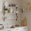 DINZI LVJ Long Wall Shelves, 55.1Inch Wall Mounted Shelves Set of 2, Extra Large Floating Storage Ledges with Sturdy Metal Brackets for Living Room, Bathroom, Bedroom, Kitchen, White