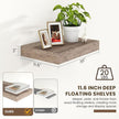 Deep Floating Shelves | 16 Inch Grey Floating Shelves Set of 2 | 12 Inch Deep Rustic Grey Wall Shelves | Deep Shelves for Living Room Bathroom Kitchen Bedroom