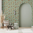 Green Vintage Floral Wallpaper Peel and Stick Mid Century Antique Flower Wall Paper Vinyl Roll for Bedroom Living Room Sticky Removable Floral Contact Paper for Cabinet Drawer 12