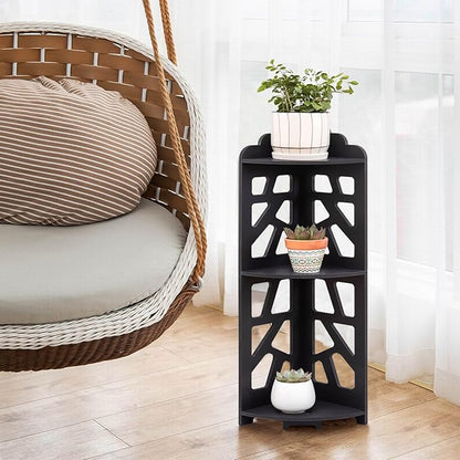 Corner Shelves,Corner Shelf Stand Waterproof Great for Bathroom Storage Tight Space,Small Shelf Stand Fit for Toilet Paper Holder Storage, Corner Tables for Small Space,Black