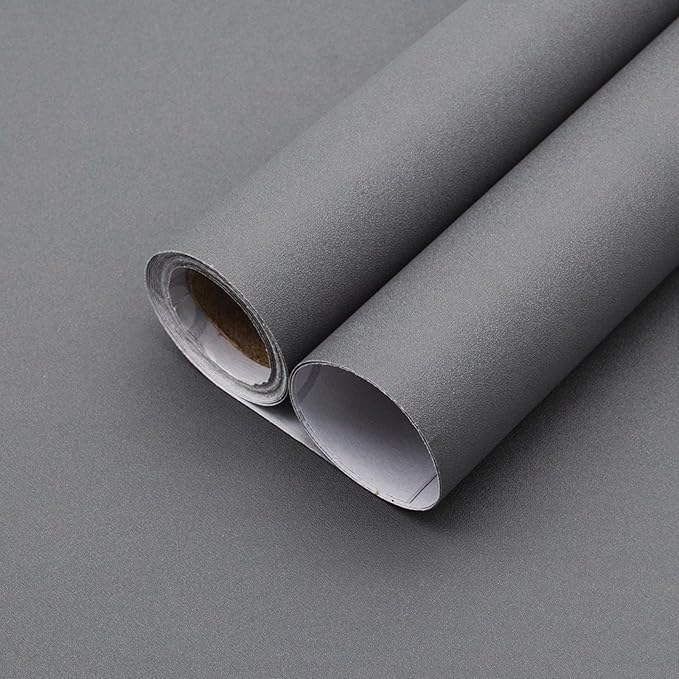 Yancorp 16"x394" Matte Dark Gray Contact Papaer Peel and Stick Wallpaper Vinyl Wrap Countertop Wallpapers Waterproof for Cabinets Drawers Bedroom Kitchen Self-Adhesive Wallpaper