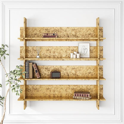 VEELIKE Metallic Wallpaper Stick and Peel Textured Gold Wallpaper for Bedroom Accent Walls 15.7''x118'' Self Adhesive Gold Contact Paper for Cabinets Drawers Waterproof Removable Gold Vinyl Wallpaper