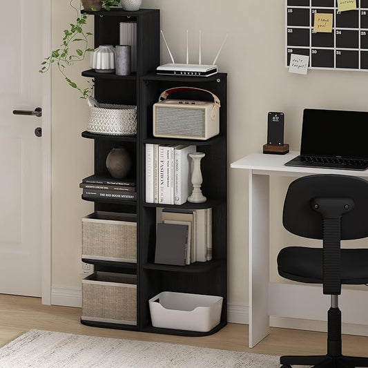 Furinno Pasir 4-Tier Corner Open Shelf Bookcase, Blackwood