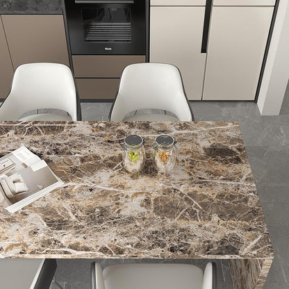 JSEVEM 31"×354" Extra Wide Thick Brown White Marble Wallpaper Peel and Stick Waterproof Brown Marble Contact Paper Vinyl DIY Faux Self Adhesive Granite Tile Stickers for Bedroom Office Bathroom Walls