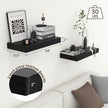 Deep Floating Shelves | 24 Inch Black Floating Shelves Set of 2 | 12 Inch Deep Rustic Wood Shelves for Wall | 24