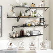 Deep Floating Shelves for Wall,36Wx8D Wall Mounted Shelves Set of 2,Wall Storage Floating Shelf with Sturdy Metal Brackets for Living Room,Bathroom,Kitchen,Office,Black