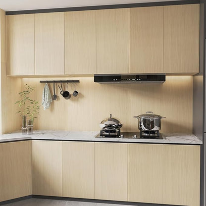 BOMENG Large White Oak Wood Wallpaper Light Oak Contact Paper Peel and Stick Countertops for Kitchen Beige Wood Wallpaper 48"x354" Faux Wood Grain Wall Paper for Cabinets Drawes Liner Walls Desk