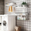 White Wood Floating Shelves Wall Mounted - 3+1 Tier Rustic Bathroom Wall Shelves Over Toilet with Wire Storage Basket & Towel Bar, set of 3 Farmhouse Floating Shelf for Bathroom,Kitchen,Bedroom