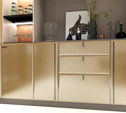 Stainless Steel Contact Paper 15.7"x 118" Dark Gold Stainless Steel Contact Paper Peel and Stick Countertop Self Adhesive Thick Texture Vinyl Waterproof Wallpaper Fridge Kitchen Cabinets