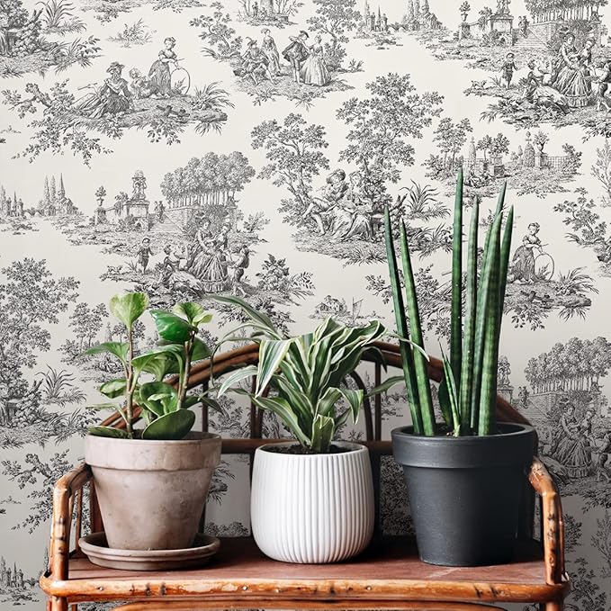 NextWall Chateau Toile Peel and Stick Wallpaper (Inkwell)