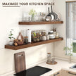 Floating Shelves for Wall, 72 Inch Wide x 12 Inch Deep Floating Shelves, Long Wood Floating Wall Shelf Shelves for Living Room Bathroom Bedroom Kitchen Home - (Brown, 72