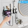 Hair Dryer Holder Wall Mounted, Metal Hair Tools Organizer, Hair Dryer Holder for Blow Dryer, Curling Iron, Straightener, Bathroom Hair Accessories Tools Organizer, Black