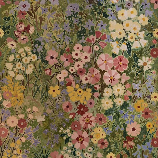 Floral Wallpaper Peel and Stick Boho Wall Paper Removable Waterproof Green Petal Pattern Contact Paper for Bedroom, Bathroom, Home Wall 17.3" x 393.7"