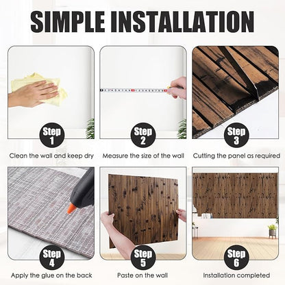 FONUNO Bamboo Wall Panel for Interior Decoration Bamboo Pole Wrap Roll Natural Wainscoting Paneling Decorative Wall Slat Covering for Living Room, Bedroom, Office (48 Inch x 96 Inch, Dark Burned)