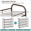 SONGMICS Stackable Shoe Rack, 4 Tier Metal Shoes Rack Storage Shelf, Holds up to 16 Pairs Shoes, Adjustable Slanted Shelves Tower Organizer for Closet Entryway Small Spaces, Bronze
