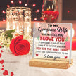 Valentines Desk Decor, Happy Valentine's Day Home Office Table Sign for Porch Tiered Tray Shelf Party, Rustic Romantic Acrylic Gifts Decorations for Him Her Wife, To My Gorgeous Wife