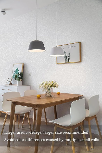 Safiyya 17.3 inch X 393 inch Peel and Stick Wallpaper White Silk Textured Wallpaper Modern Solid Color Removable Wall Paper Waterproof Contact Paper for Walls Vinyl Rolls