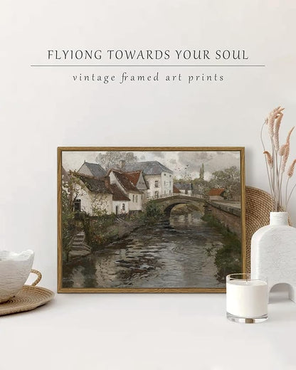 SHENIFY Vintage Town Framed Canvas Wall Art French Classic Wall Prints Modern Farmhouse Bathroom Kitchens Office Decor - 11"x14" Natural Framed