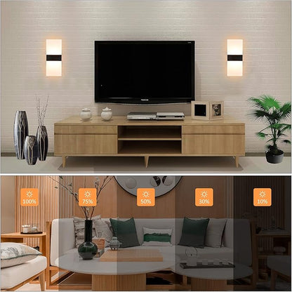 Lightess Modern Wall Sconce 12W Indoor Acrylic Modern Wall Light Set of 2 LED Wall Lamp for Hallway Living Room Corridor Bedroom, Warm White
