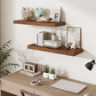 Fun Memories Floating Shelves for Wall, 30 Inch Long Floating Shelves Set of 2, 30 x 10 Wooden Shelves for Wall, Large Storage Shelves, Hanging Shelves for Bathroom Kitchen Bedroom, Rustic Brown