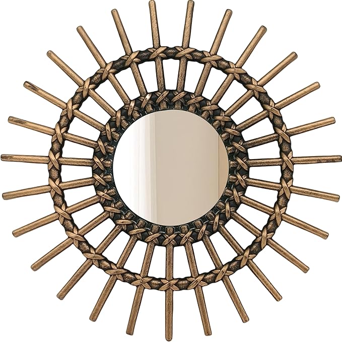 Retro Gold Mirrors for Wall Pack of 3. Round Mirrors. Decorative Mirrors.Wall Mirrors for Decor Home Decor.Plastic Frames.Glass Mirrors.Make Old Gold Color.