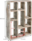 MyGift 9 Compartment Rustic Torched Solid Wood Shadow Box, Wall Mountable Curio Display Case, Freestanding or Floating Shelf for Collectible Figurines, Succulents